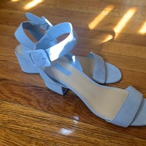 Blue Suede Low Block Heel NWOT